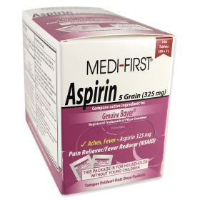 Aspirin (Option: 100 tablets per box 50 packets of 2 tabs each)