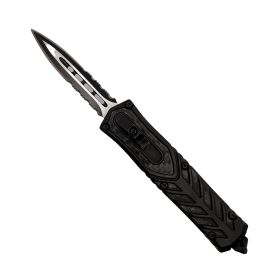 Automatic OTF Double Edge Knife (style: Serrated, Color: Black)