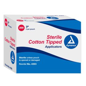 Cotton tipped applicator (Option: Sterile 3" 200 per box packaged as 100 2-packs)